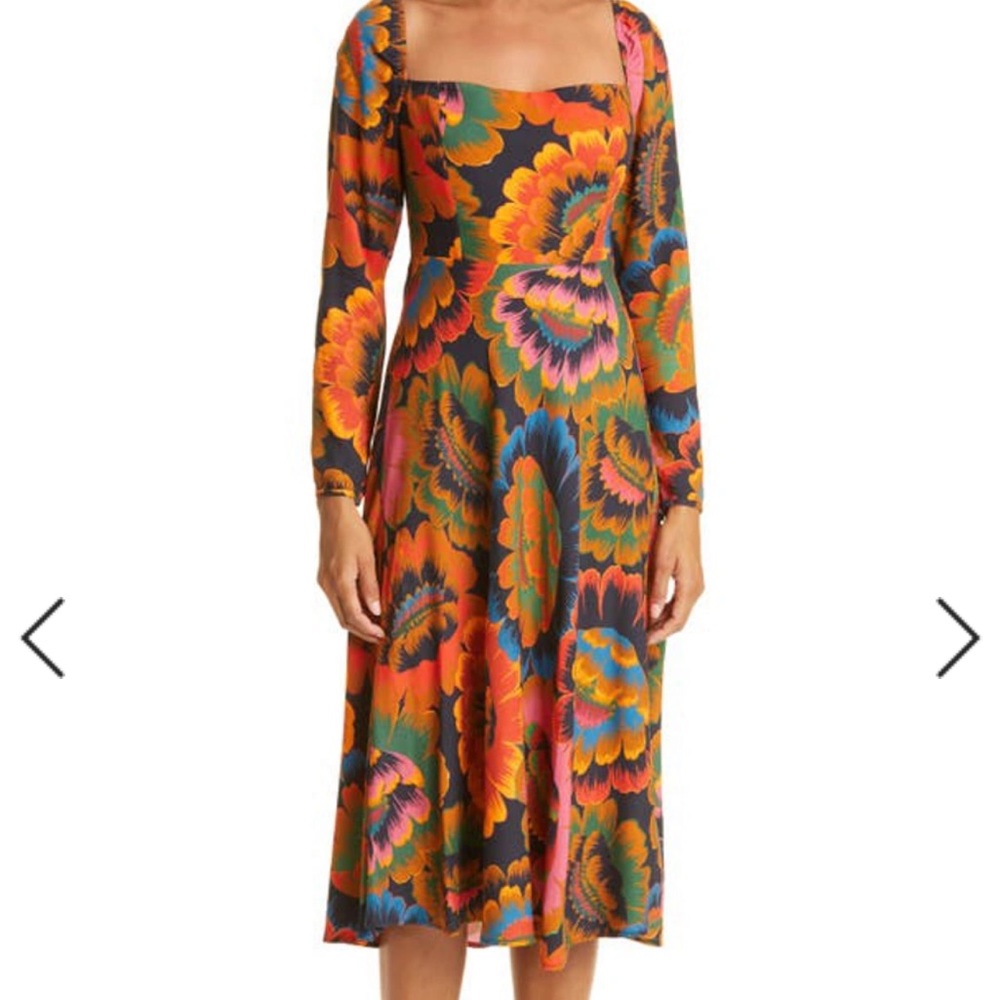 NWT FARM RIO Colorful Flowers Midi Dress